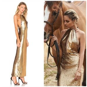 NWT House of Harlow Revolve Ali Gold Sequin Dress